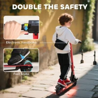 SPORTNOW Folding Electric Scooter for Kids, with Dual Brakes, Front Suspension, LED Colourful Lights, Red(m-9)