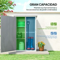 Outsunny Armario de Jardín de Madera para Exterior para Herramientas con 2 Estantes y Techo Asfáltico 75x56x115 cm Gris(m-4)