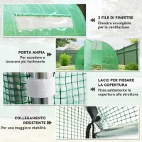 Outsunny Serra per Orto a Tunnel con Porta e 8 Finestre, Serra da Giardino in PE e Metallo Zincato, per Coltivazaione Piante, 600x300x200cm(m-6)