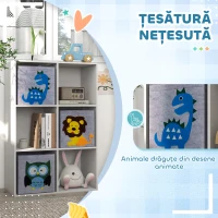 ZONEKIZ Organizator pentru Jucarii, Dulap de Depozitare cu Trei Sertare din Material, Raft Organizator, 61,8x29,9x91,5 cm, Alb(m-5)