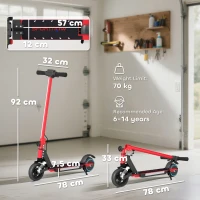 SPORTNOW Folding Electric Scooter for Kids, with Dual Brakes, Front Suspension, LED Colourful Lights, Red(m-3)