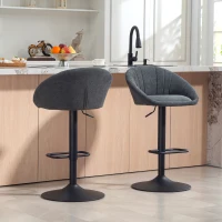 HOMCOM Set of Two Relaxed Tub Bar Stools - Dark Grey(m-8)