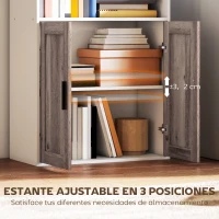 HOMCOM Estantería para Libros Estrecha Librería con Puertas Estantes Abiertos y Armario 60x30x149,5 cm Blanco y Marrón(m-5)