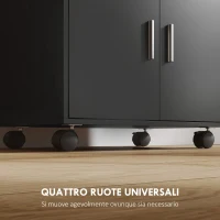 HOMCOM Mobile Microonde in Legno con Cassetto, Armadietto a 2 Ante e 2 Ripiani, 59x40x92 cm, Nero(m-6)