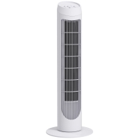 HOMCOM Ventoinha de Coluna 45W Ventoinha de Coluna Silenciosa com 3 Velocidades e Oscilação 70° para Sala Quarto Ø27x75 cm Branco