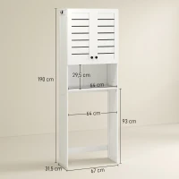 HOMCOM Mueble Sobre WC con Armario de 2 Puertas y Estante Abierto, en Madera Blanca, 67x31.5x190 cm(m-3)