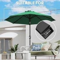 Outsunny 3 m Replacement Parasol Canopy with Top Vent, UPF 50+ Garden Parasol Replacement Canopy, 8 Rib Parasol Cover Replacement Fits Various Frames, Green(m-4)