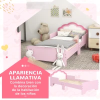 ZONEKIZ Cama Infantil 70x140 cm con Barrera Anticaídas y Somier Cabecero en Forma de Nube Rosa(m-4)