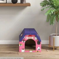 PawHut Cat Scratching Board, 2-in-1 Cardboard Cat House and Hideaway for Indoor Cats, Pink(m-8)