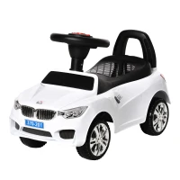 HOMCOM Porteur enfants voiture, véhicule à pousser avec coffre à jouets, klaxon, phares et musique, 63,5 x 28 x 36 cm, blanc(m-1)