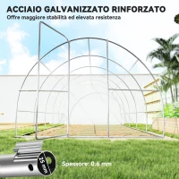 Outsunny Serra per Orto a Tunnel con Porta e 8 Finestre, Serra da Giardino in PE e Metallo Zincato, per Coltivazaione Piante, 600x300x200cm(m-7)