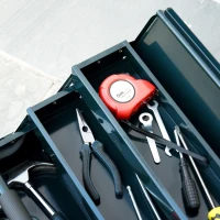 DURHAND Cassetta degli Attrezzi Metallica Pieghevole con 5 Vassoi e Maniglia per Officina Garage 45x20x34,5 cm Verde Scuro(m-5)