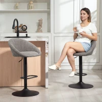 HOMCOM Set of Two Relaxed Tub Bar Stools - Grey(m-7)