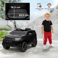 AIYAPLAY Voiture électrique pour enfants Land Rover Discovery Sport, 12V avec télécommande, lumières LED, pour 3-6 ans, noir(m-3)