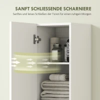 HOMCOM Wandmontierter Badezimmerschrank, lackierte Oberfläche, 6 Regale, MDF, Weiß(m-5)