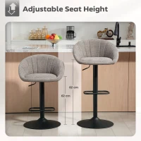 HOMCOM Set of Two Relaxed Tub Bar Stools - Grey(m-4)