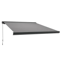Outsunny 3.5 x 3 m Electric Awning with Remote Controller, Aluminium Frame DIY Retractable Awning, UV50+ Sun Shade Canopy for Garden Patio Deck Door Window, Light Grey(m-11)