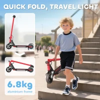 SPORTNOW Folding Electric Scooter for Kids, with Dual Brakes, Front Suspension, LED Colourful Lights, Red(m-7)