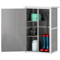 Outsunny Wooden Small Shed, Garden Storage Shed with Shelves and Bolt Latch, 75L x 56W x115H cm, Grey(m-11)