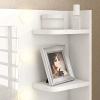 HOMCOM Tocador de Maquillaje con Luces LED y Taburete Espejo 2 Colores 10 Bombillas Cajón Estantes Compartimentos Blanco(m-8)