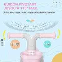 AIYAPLAY Draisienne vélo Enfant 4 roues selle réglable, guidon ergonomique alliage alu. PP, enfant 1 à 3 ans - Gris Blanc Rose(m-4)