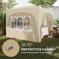 Outsunny 3 x 3m Pop-Up Gazebo Shelter, with Accessories - Sand(m-6)