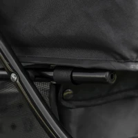 PawHut Carrinho de animais de estimação dobrável com rodas Correias de segurança e cesto de armazenamento 109,5x57,5x106,5 cm Cinza e preto(m-18)