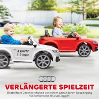 HOMCOM Kinder-Elektroauto Audi TT RS Roadster, 3 km/u, Afstandsbediening, LED, USB, Wit(m-7)