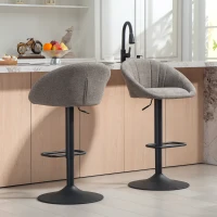 HOMCOM Set of Two Relaxed Tub Bar Stools - Grey(m-8)