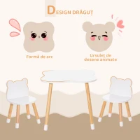 Qaba Set Masa & Scaun Lemn Copii – Pentru Joaca, Desen & Activitati(m-5)