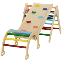AIYAPLAY 5-in-1 Toddler Climbing Frame with Ramp, Arch, for 18-48 Months, Multicoloured(m-11)