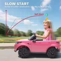 AIYAPLAY Land Rover Discovery Licensed 12V Kids Electric Car with Remote, 4 Wheel Suspension, Slow Start, Lights, Music, Pink(m-6)