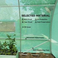 Outsunny Large Polytunnel Walk In Greenhouse, Plant Gardening Tunnel Green House with Metal Hinged Door, Galvanised Steel Frame & Mesh Windows, Green (3 x 6 m)(m-4)