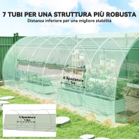 Outsunny Serra per Orto a Tunnel con Porta e 8 Finestre, Serra da Giardino in PE e Metallo Zincato, per Coltivazaione Piante, 600x300x200cm(m-8)