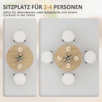 HOMCOM Runder Küchentisch, 80 cm, kompakte Tischplatte, Spanplatte, Metall, Weiße Eiche+Schwarz(m-4)