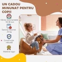 AIYAPLAY Cal Balansoar pentru Copii 18-36 Luni cu Sunete, Bază din Lemn și Centură de Siguranță, 68x33x45 cm, Maro(m-8)