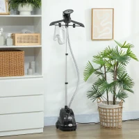 HOMCOM Défroisseur Vapeur Vertical de 1,4L avec Tige Extensible et 2 Roues, en ABS et PP, 26x21,5x29 cm, Noir(m-4)