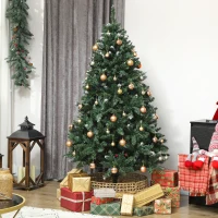 HOMCOM Sapin de Noël en Sapin 180 cm avec Lumières LED 9 Modes d'Éclairage 802 Branches avec Neige Artificielle Vert(m-4)