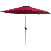 Outsunny 3m Parasol Patio Umbrella, Outdoor Sun Shade with Tilt and Crank Handle for Balcony, Bench, Garden, Wine Red(m-14)