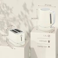 HOMCOM Set Bollitore da 1,7 L e Tostapane con 6 livelli di doratura, Beige(m-3)