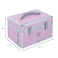 Maletín de Machiaj HOMCOM cu Organizator Cosmetice, Cutie Portabilă cu Compartimente, 29x21x20cm, Aluminiu(m-3)