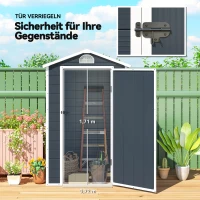 Outsunny Gereedschapsschuur tuinhuis met raam puntdak outdoor metaal grijs(m-7)