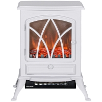 HOMCOM Cheminée électrique sur pied 1000/2000 W, fausse cheminée décorative avec effet flamme LED, blanc