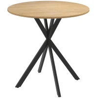 HOMCOM Table à manger ronde pour 2 personnes avec plateau aspect bois et piètement croisé en acier, blanc chêne(m-11)