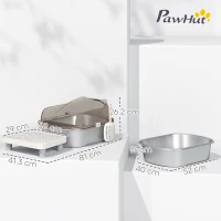 PawHut Stainless Steel Litter Box with Lid, High Wall Sided Enclosure, Pedal, Scoop, Non-Sticky, Anti-Leakage, Easy Cleaning(m-3)