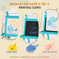 AIYAPLAY Tablă de Desen Dublă cu Magnet, Sul de Hârtie și Depozitare, Pentru Copii 3-6 Ani, 59x48x118 cm, Albastru(m-4)