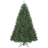 HOMCOM Árbol de Navidad Artificial de 210 cm con Ramas con Cremallera y Base en Metal Plegable, Verde(m-1)