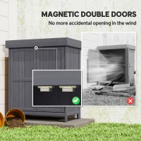 Outsunny Outdoor Garden Storage Shed Tool Wooden Box Double Doors w/ Shelf Hinged Roof(m-6)