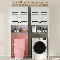 HOMCOM Mobile Sopra WC con Armadietto a 2 Ante e Ripiano Aperto, in Legno Bianco, 67x31.5x190 cm(m-6)
