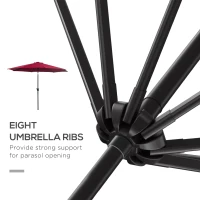 Outsunny 3m Parasol Patio Umbrella, Outdoor Sun Shade with Tilt and Crank Handle for Balcony, Bench, Garden, Wine Red(m-7)